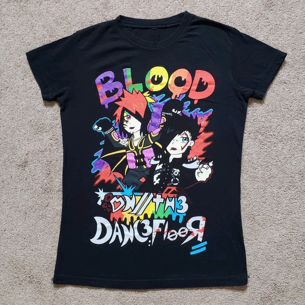 Vtg Y2k Blood On The Dance Floor Band Tee Anime Chibi Style Graphic Black S/M